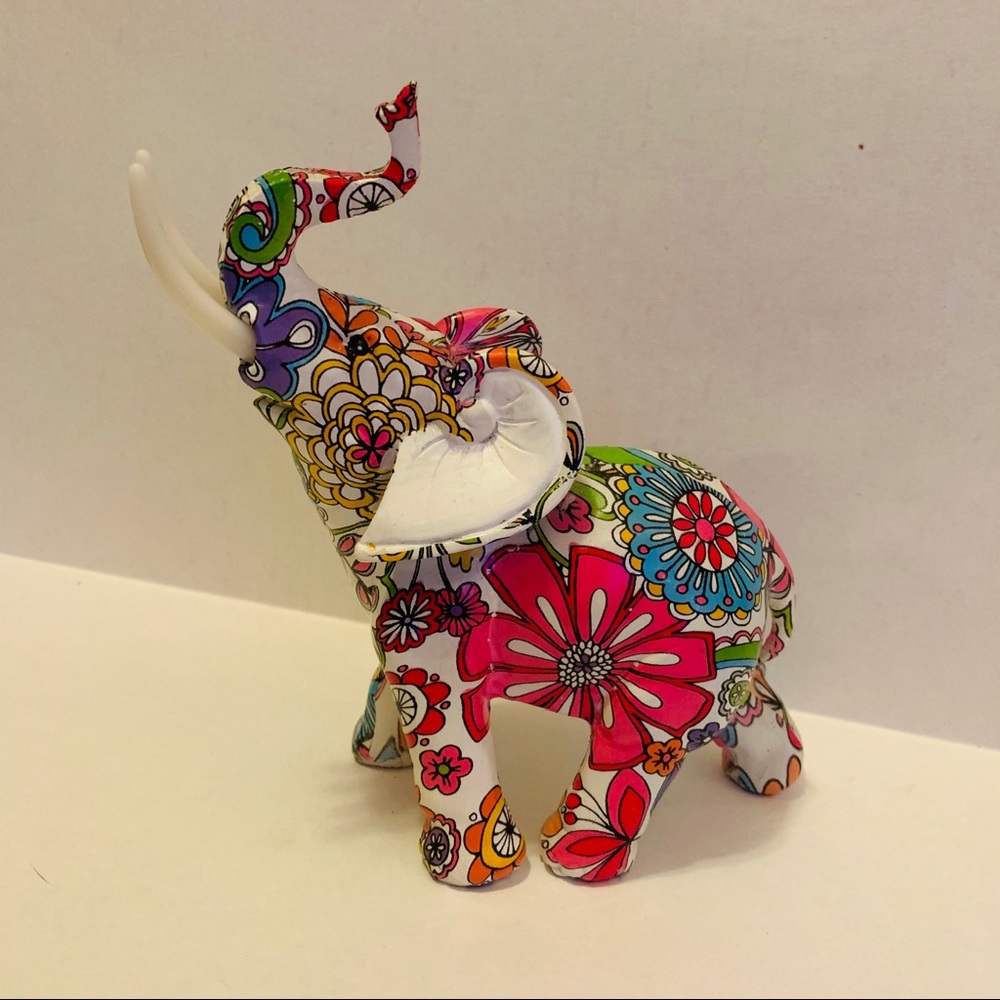 Colorful Rainbow Floral Elephant